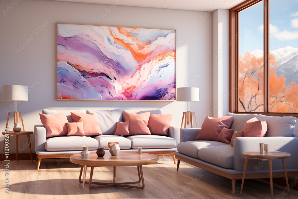 Tranquil Abstract Landscape with Soft Pastel Patterns - Generative AI