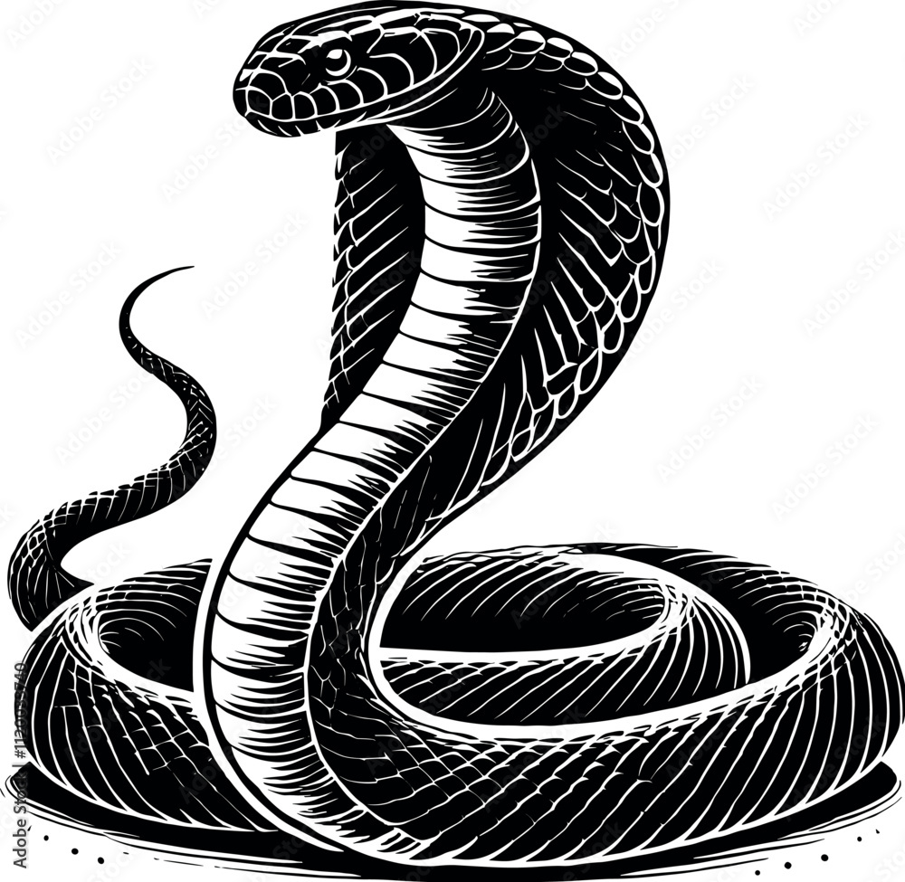 Fototapeta premium Cobra Silhouette - Black Vector Cricut Design for T-Shirt Printing