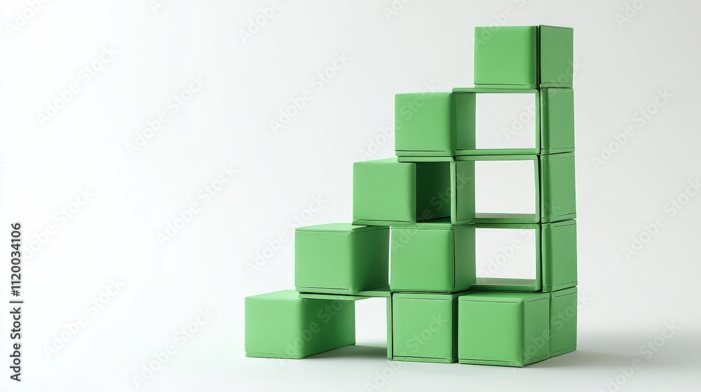 Green Cubes Stacked In An Ascending Pattern Green Cubes Stacked In An Ascending Pattern