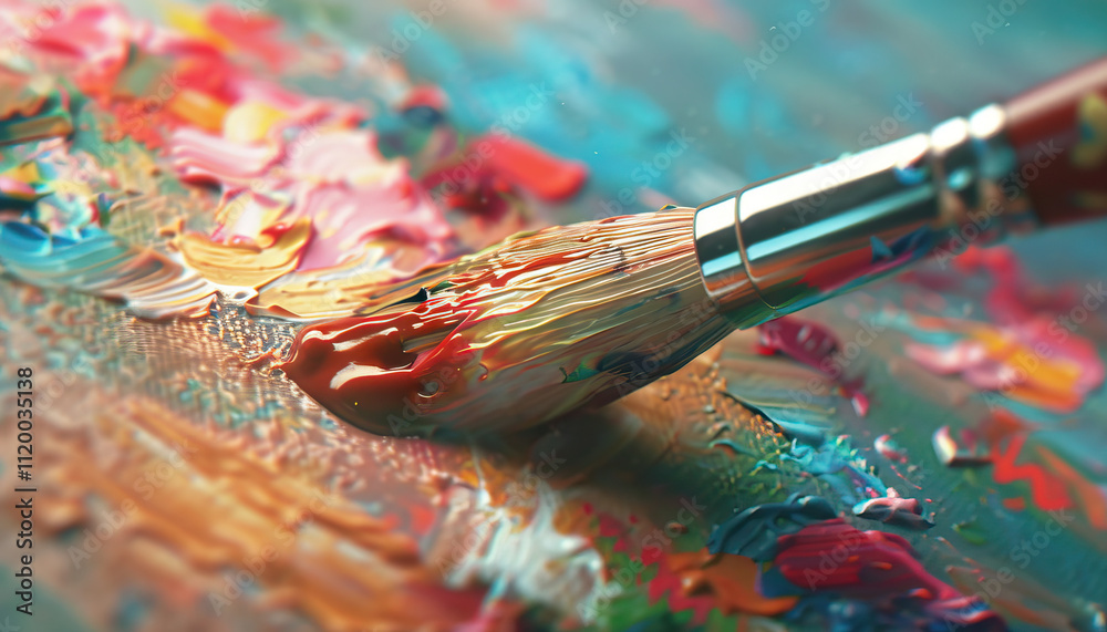 Fototapeta premium The magical paintbrush brought paintings to life, blurring the lines between art and reality
