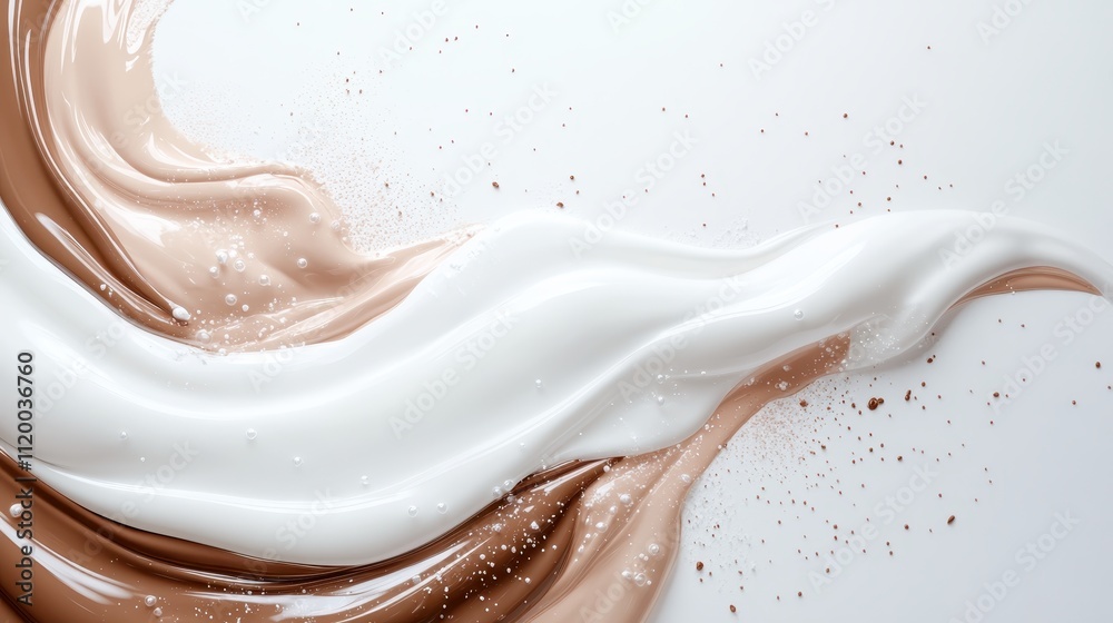 A visually inviting image capturing definitive patterns formed by flowing chocolate and cream, offering an artistic impression of culinary excellence on display.