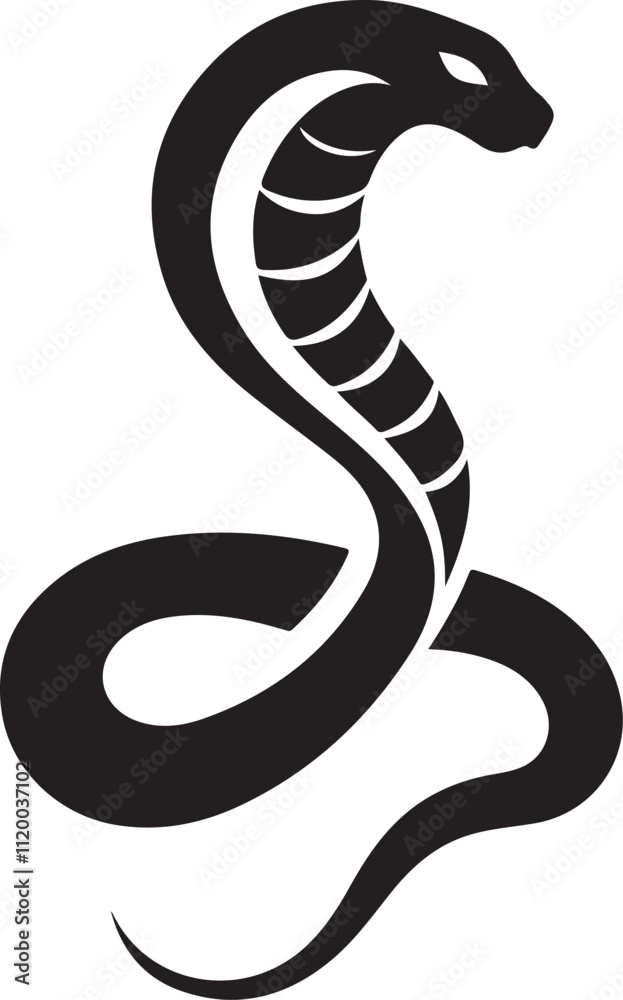 Fototapeta premium black and white snake Vector Illustration silhouette 