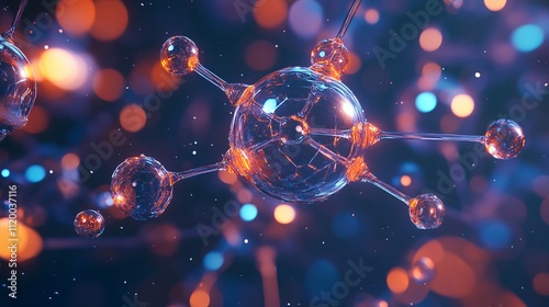 Wallpaper Mural 3d illustration of glass molecules and atomic connections, abstract science and technology concept Torontodigital.ca