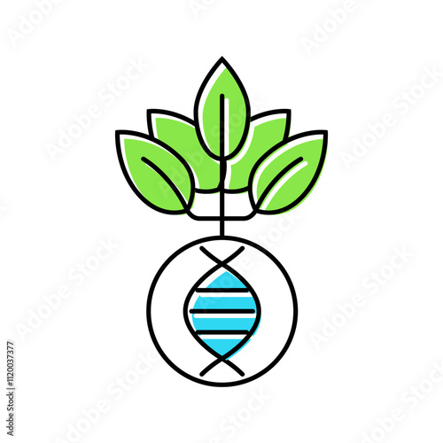 plant with dna genetic engineering color icon vector. plant with dna genetic engineering sign. isolated symbol illustration