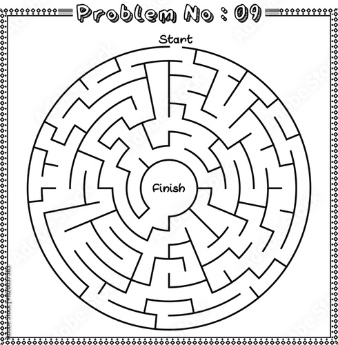Maze Game Coloring Pages vector Illustration, A Fun Challenge for All Master Minds Problem No. 9