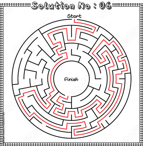 Maze Game Coloring Pages vector Illustration, A Fun Challenge for All Master Minds Solution No. 6