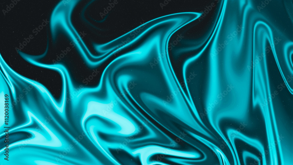Obraz premium Abstract grainy wallpaper. Shining blurred cyan color flow banner poster cover design. Background with noise texture effect.