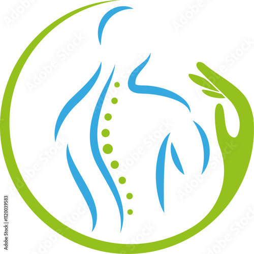 Person, Mensch und Hand, Orthopädie, Chiropraktiker, Logo, Icon	