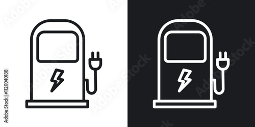 Charging station icons. vector set in black colors