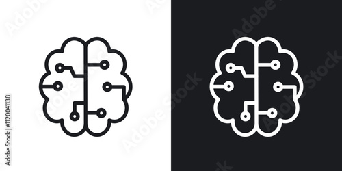 Machine learning icons. vector set in black colors