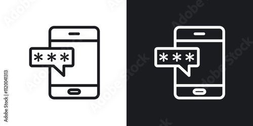 Otp sms password icons. vector set in black colors