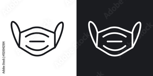 Surgical mask icons. vector set in black colors