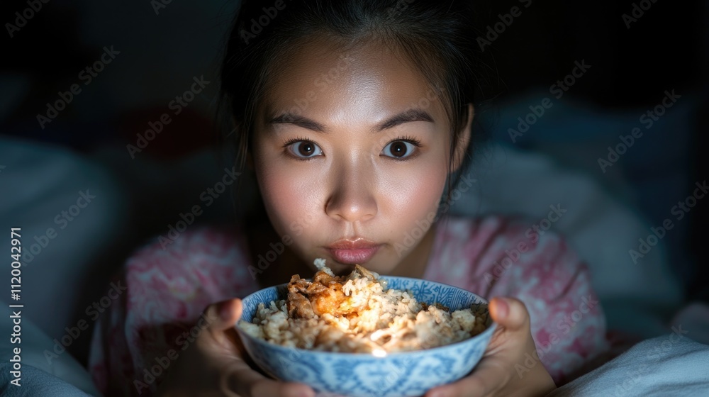 Nocturnal binge eating disorder, psychological condition marked by overeating during night, driven by emotional triggers, disrupting sleep patterns, leading to feelings of guilt, shame, poor health. Nocturnal binge eating disorder, psychological condition marked by overeating during night, driven by emotional triggers, disrupting sleep patterns, leading to feelings of guilt, shame, poor health.