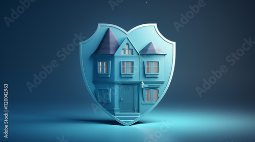 A blue, glossy shield background,Neon blue light shield sign protection concept vector background photo