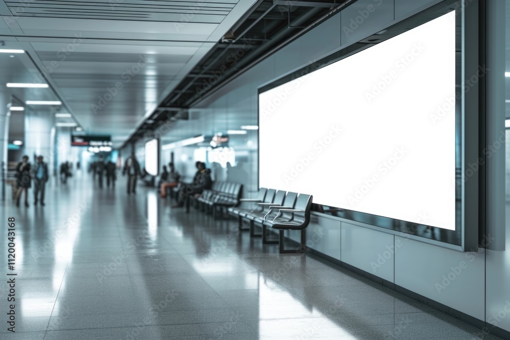 Dynamic Airport Billboard Mockup: Capturing the Traveling Audience in Modern City Setting Dynamic Airport Billboard Mockup: Capturing the Traveling Audience in Modern City Setting