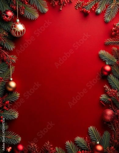 christmas background with branches and decorations