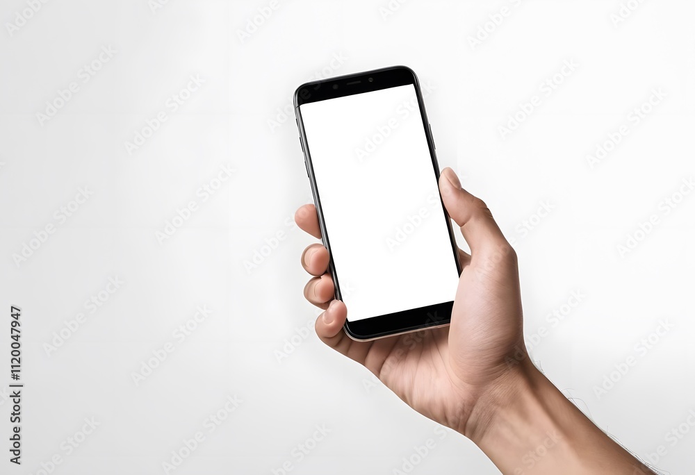 Hand Holding Smartphone with Blank Screen: Mockup for App Presentation Hand Holding Smartphone with Blank Screen: Mockup for App Presentation