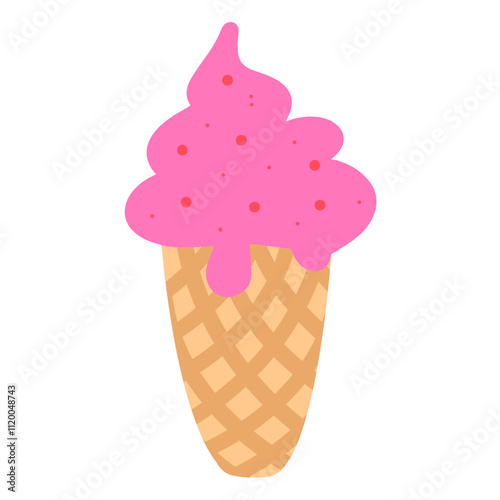 ice cream cone. delicious ice cream. strawberry ice cream illustration.