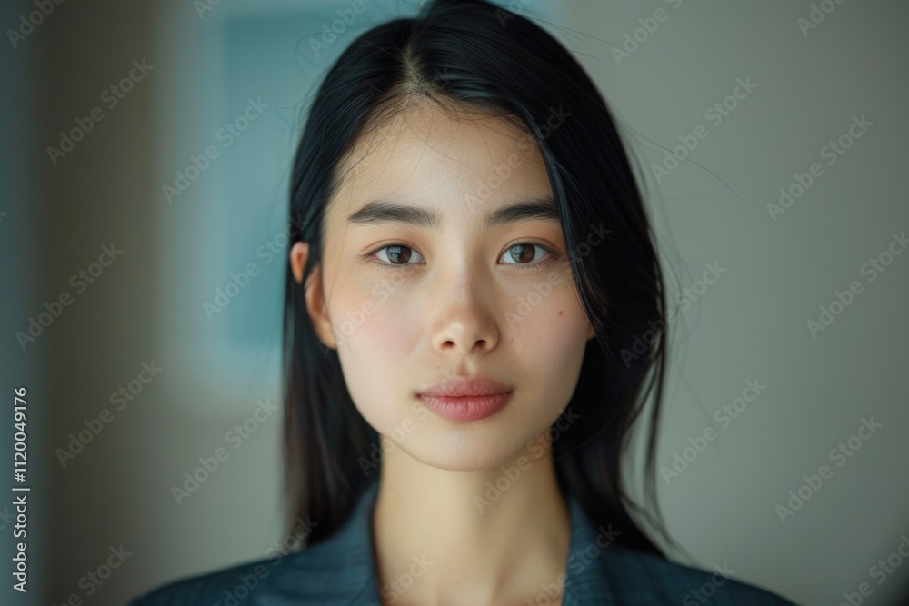 Asian businesswoman with black hair and brown eyes. Asian businesswoman with black hair and brown eyes.