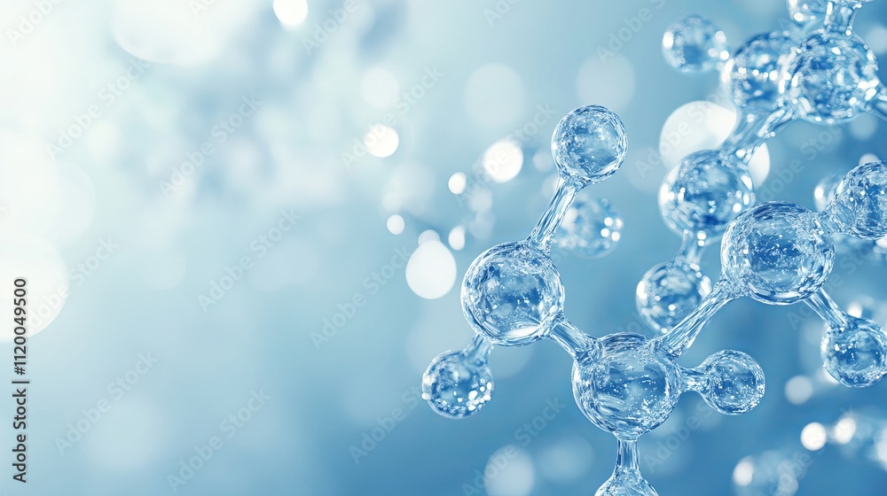 3d illustration of water molecule in abstract science and microbiology background 3d illustration of water molecule in abstract science and microbiology background