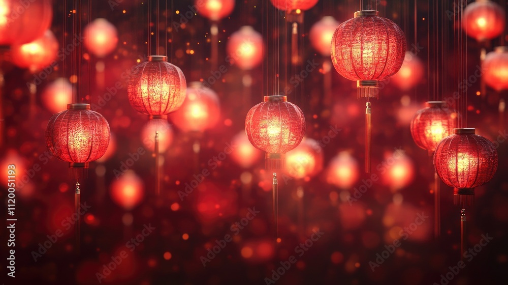 Red lanterns illuminating a festive chinese new year celebration Red lanterns illuminating a festive chinese new year celebration