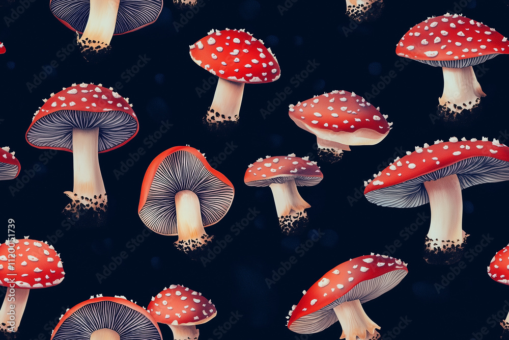 Seamless mushroom pop art pattern wallpaper Seamless mushroom pop art pattern wallpaper