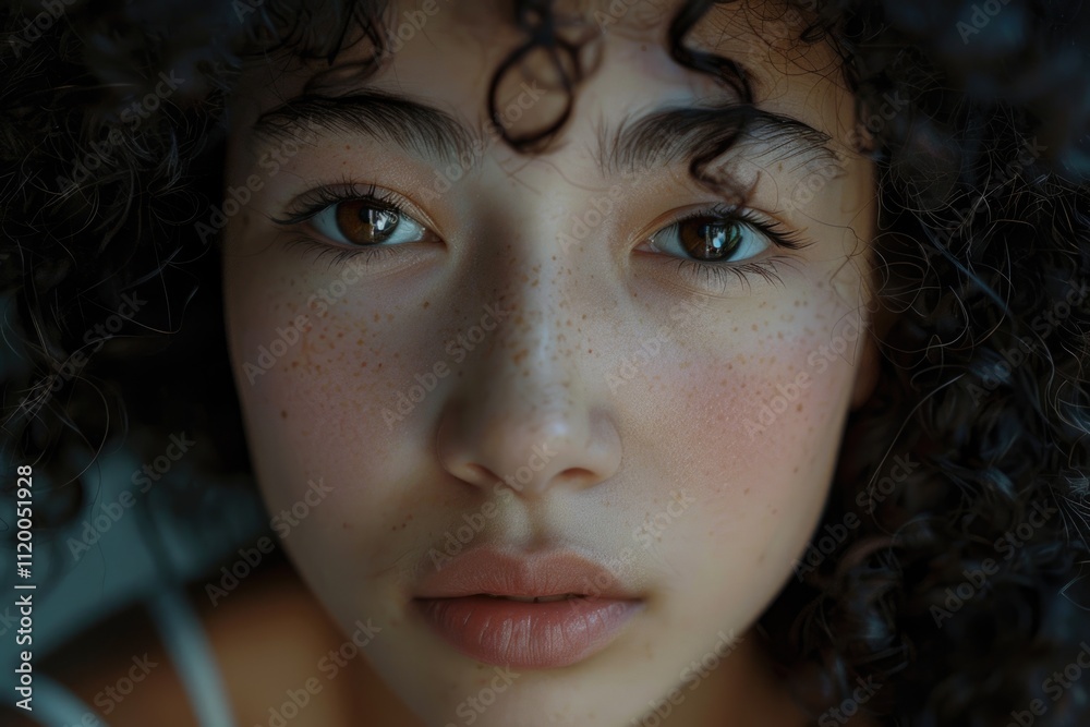 Close up portrait of attractive Asian girl with curly hair. Close up portrait of attractive Asian girl with curly hair.