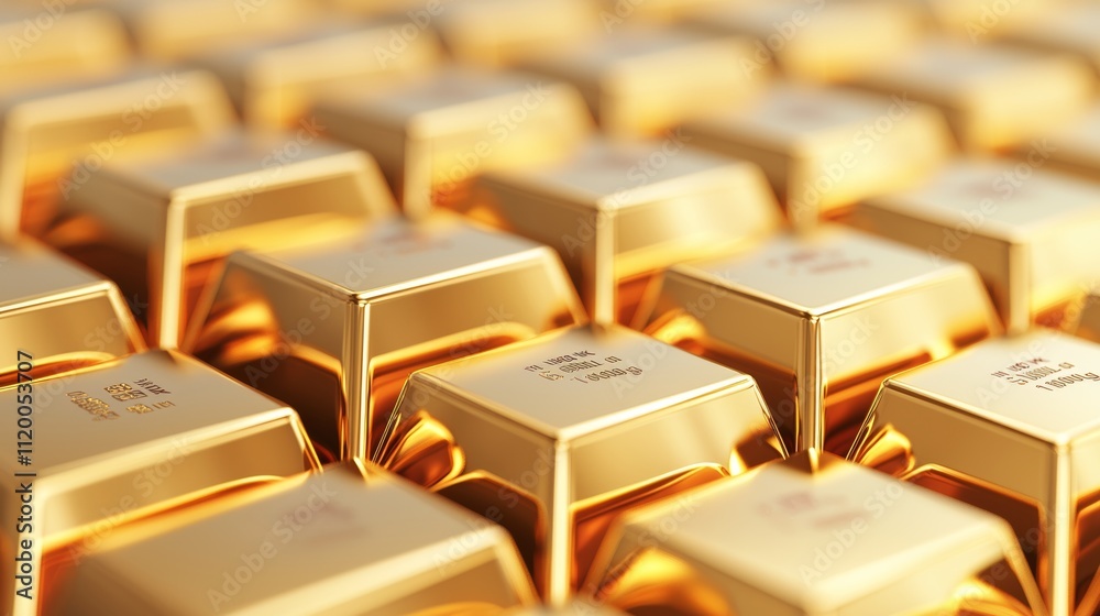 Gold Bars Displayed in Wealth Finance Event Luxurious Environment Close Up View of Bullion Assets Gold Bars Displayed in Wealth Finance Event Luxurious Environment Close Up View of Bullion Assets