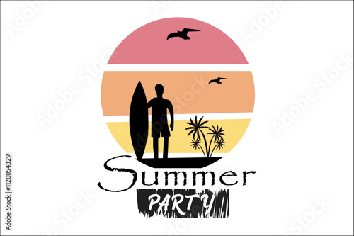 Summer party illustration of a person with a bottle