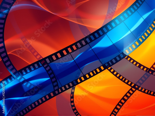 Filmstrip background featuring a blend of blue and orange colors, creating a vibrant and dynamic visual effect.