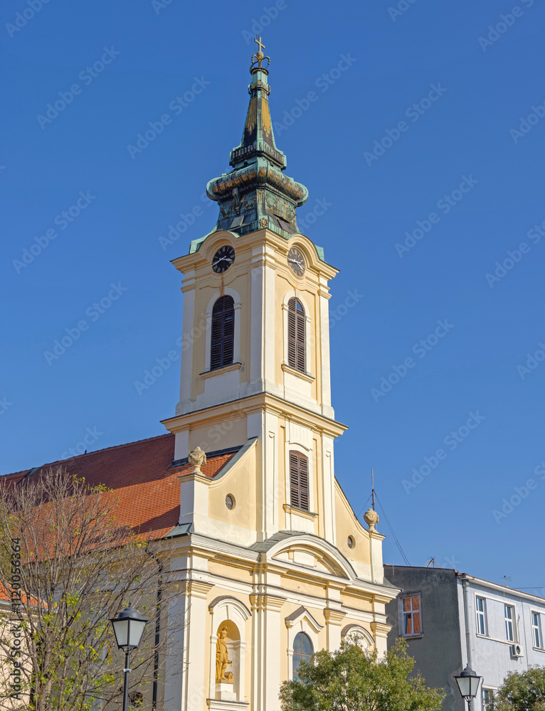 Roman Catholic Church of the Assumption of the Blessed Virgin Mary at Square in Zemun Serbia Sunny Summer Day