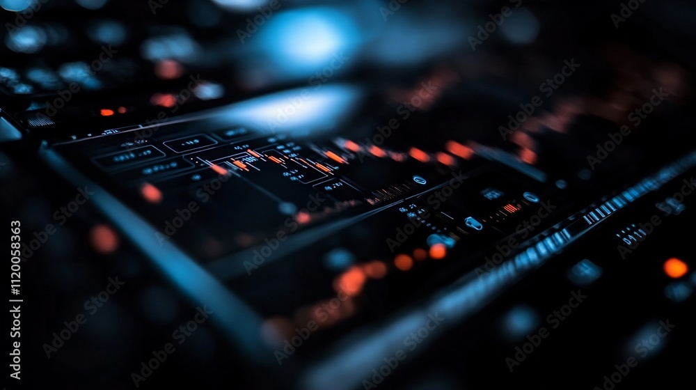 Cyberpunk Digital Interface: Futuristic Technology Close-Up Cyberpunk Digital Interface: Futuristic Technology Close-Up