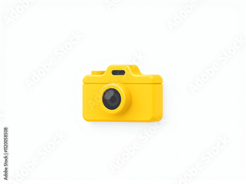 A yellow camera icon displayed prominently on a light background, symbolizing photography and visual media.