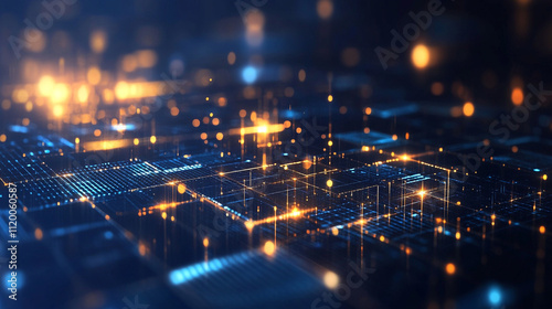 Wallpaper Mural  technology abstract neon light background, empty space scene, Abstract composition of metrics and indicators charting an upward trajectory Torontodigital.ca