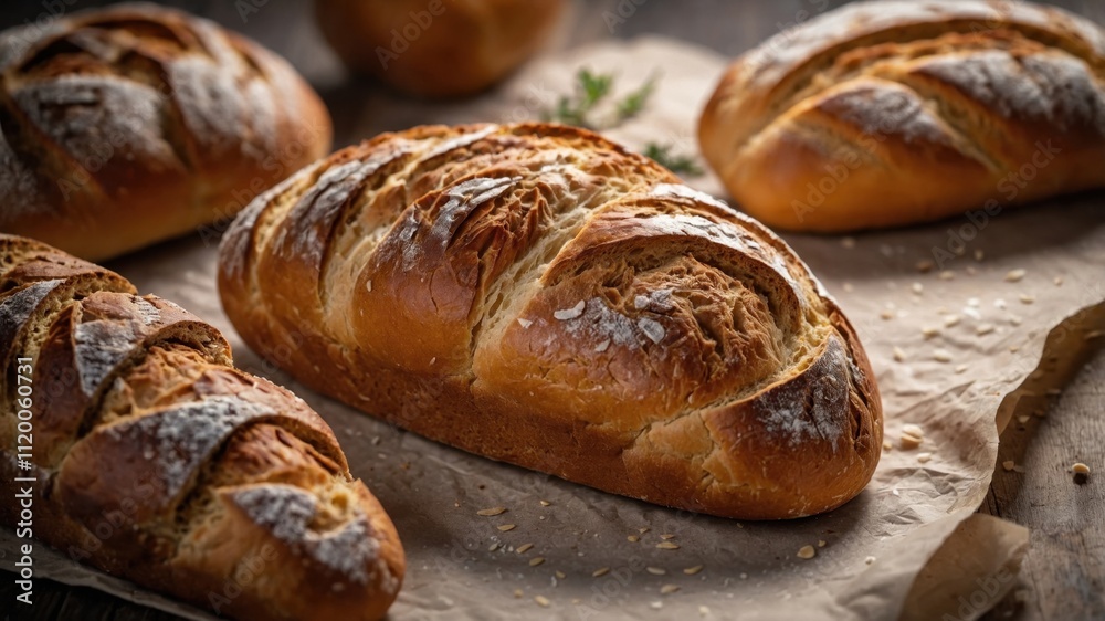 Fresh Bread on Kraft Paper Fresh Bread on Kraft Paper