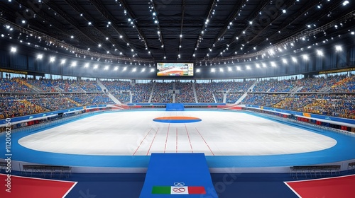 Ice Skating Arena with Spectators and Bright Lights