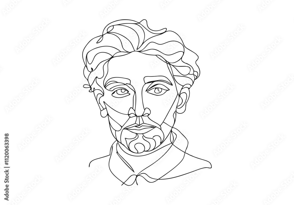 Continuous One-Line Drawing of an Abstract Human Face - Minimalist Artistic Expression Continuous One-Line Drawing of an Abstract Human Face - Minimalist Artistic Expression