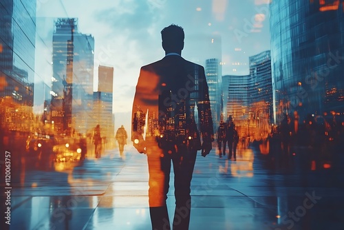 Businessman Vision Skyline Twilight Journey