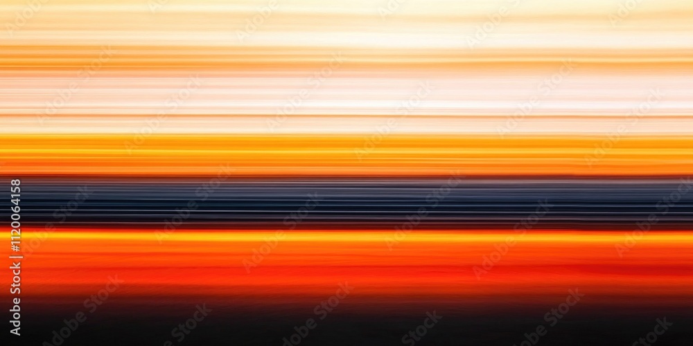 Abstract blurred sunset background with stripes of light in orange yellow and black, horizontal lines glowing gradient in motion blur Abstract blurred sunset background with stripes of light in orange yellow and black, horizontal lines glowing gradient in motion blur