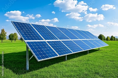 Harnessing solar energy to produce electricity on a sunny day.