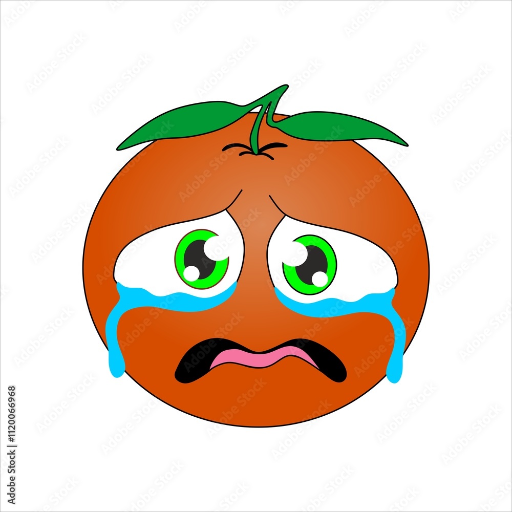 emoji em forma de laranja na cor laranja olhos verde folhas verde muito tristi chorando muito emoji em forma de laranja na cor laranja olhos verde folhas verde muito tristi chorando muito