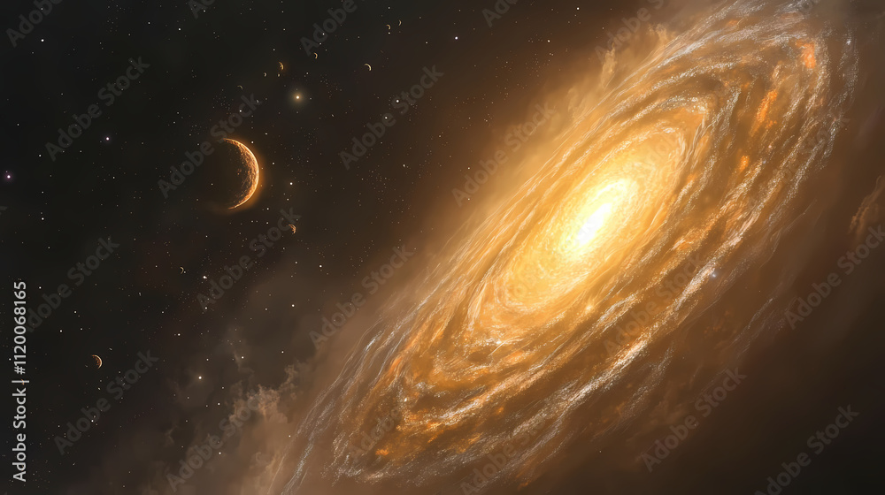 Fototapeta premium Stunning spiral galaxy in deep space. Oblivion. Illustration