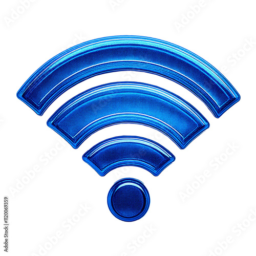 Blue wifi icon isolated on transparent background texture button