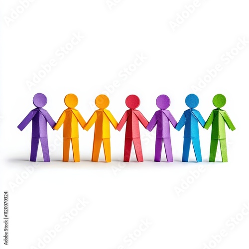 Colorful paper figures holding hands symbolize unity and cooperation among diverse individuals.