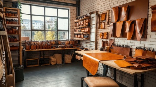 A Leather Workshop With Tools And Materials Ready For Crafting