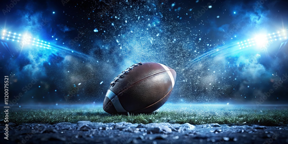Dramatic Football Scene Under Stadium Lights Dramatic Football Scene Under Stadium Lights