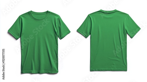 Green T-Shirt Mockup Front and Back View: High-Quality Plain Tee Design Template for Branding and Apparel Projects