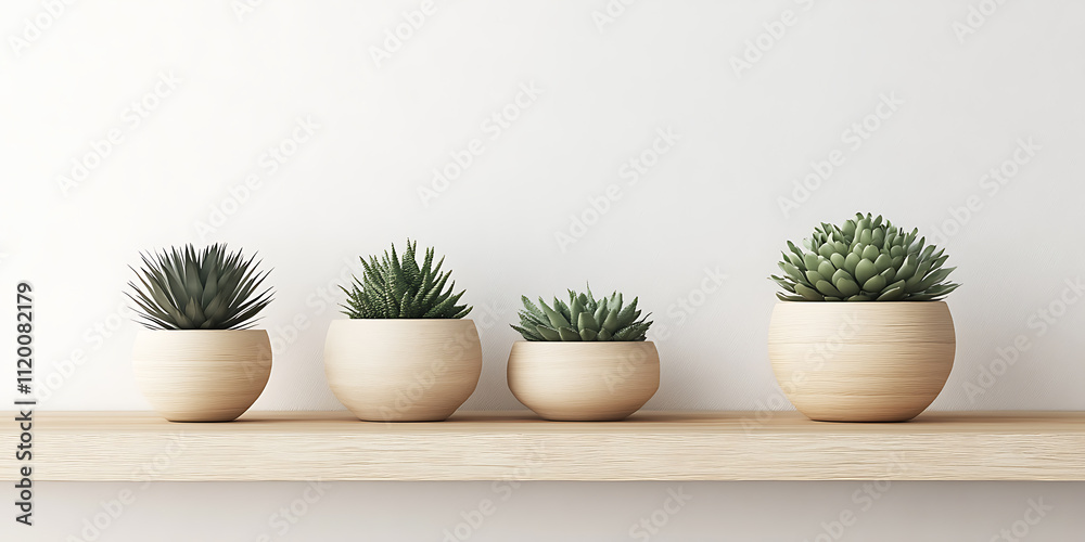A minimalist still life image of a shelf with potted plants against a white wall in a contemporary interior design style Cozy Neutrals Taupe warm beige soft gray cream Cubism A minimalist still life image of a shelf with potted plants against a white wall in a contemporary interior design style Cozy Neutrals Taupe warm beige soft gray cream Cubism