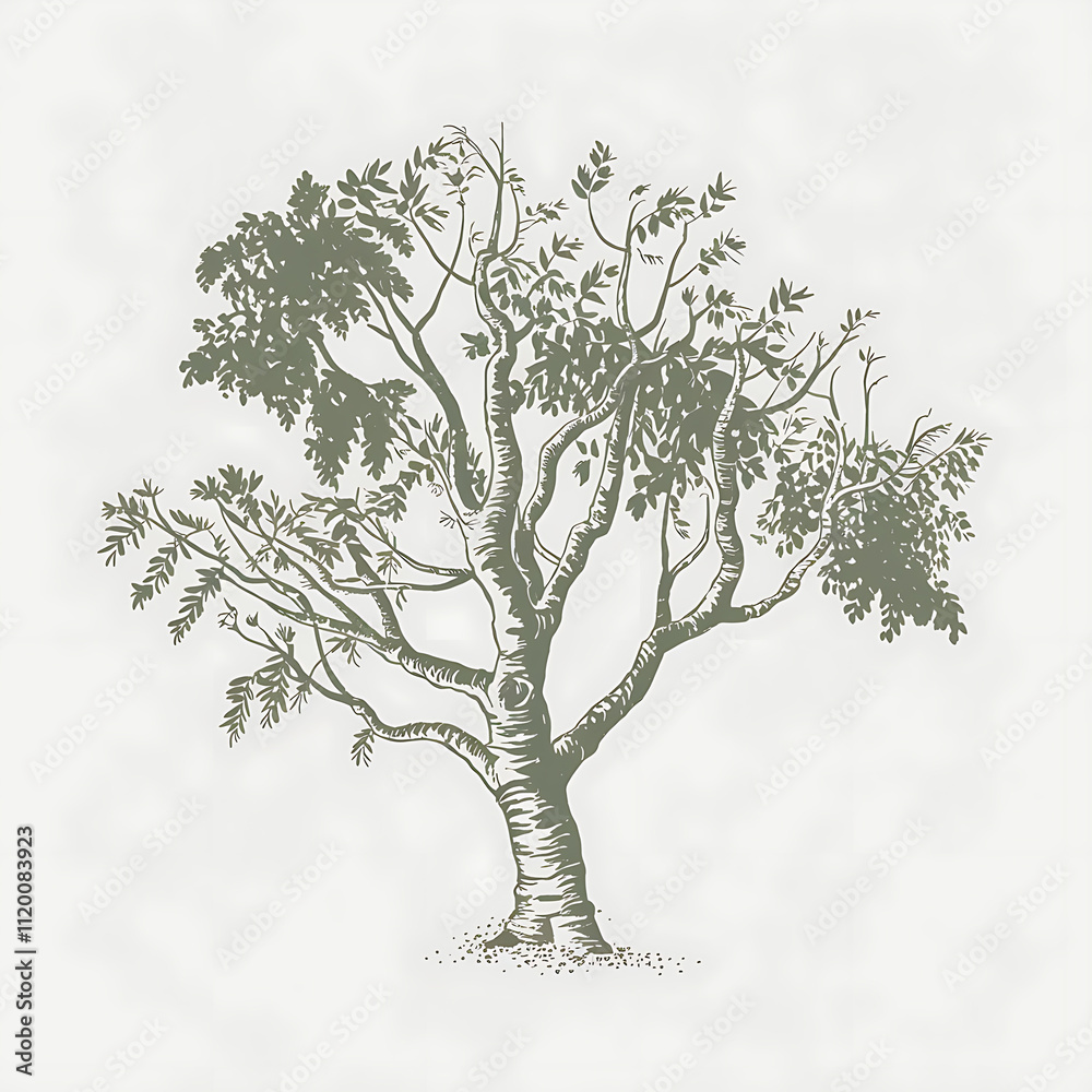 Obraz premium Tree isolated white background isolated on white background cutout png design asset funny conceptStippling