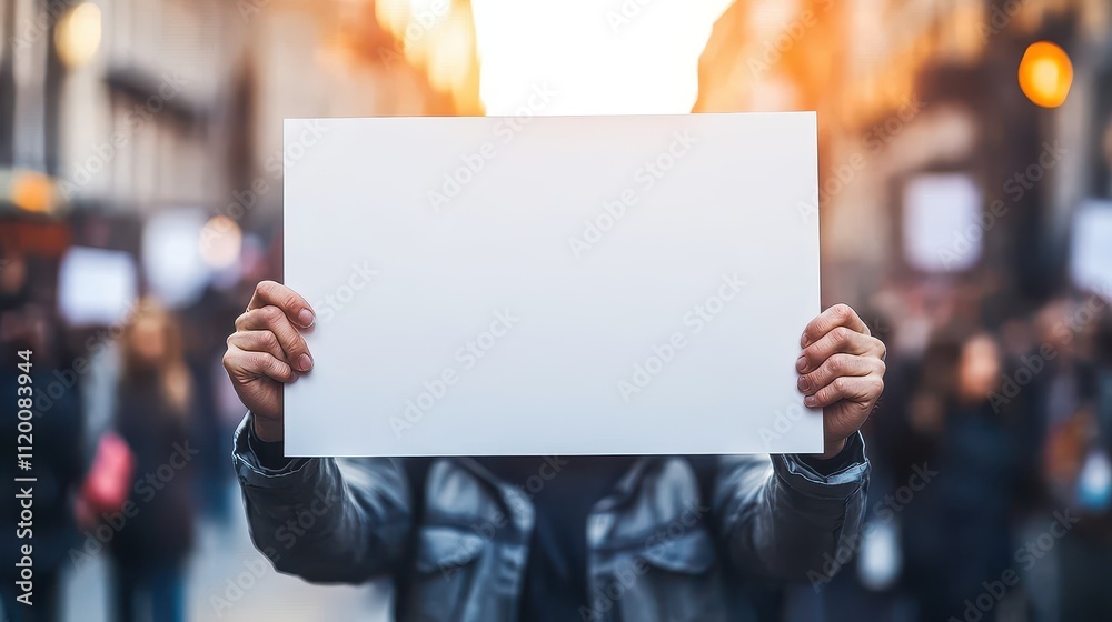 Activist Holding Blank Sign in Urban Center during Daylight Activist Holding Blank Sign in Urban Center during Daylight
